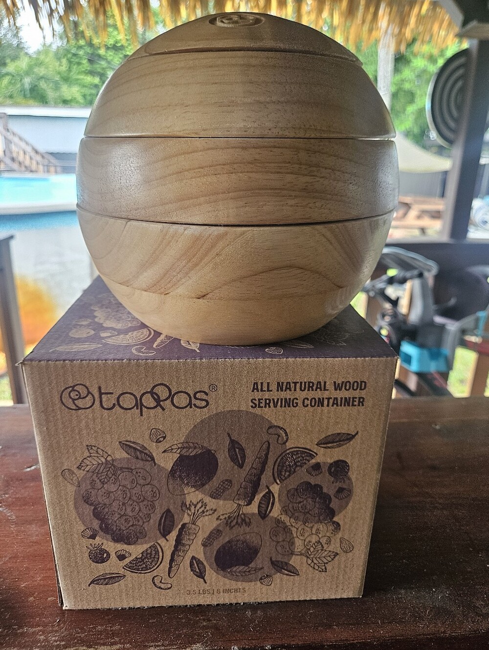 NIB Tappas 3-Tier Wooden Charcuterie Board Sphere Serving Tray - New In Box
